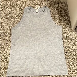 Athleta Light Gray Ribbed high neck tank